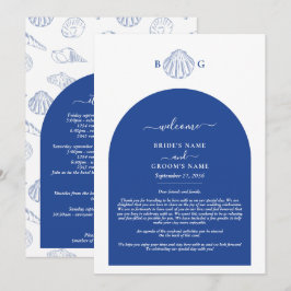 Blue Clam Seashells Coastal Wedding Itinerary Programm