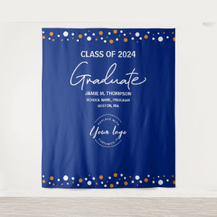 Blue Class Abschlussjahrgang 2024 mit Logo-Hinterg Wandteppich