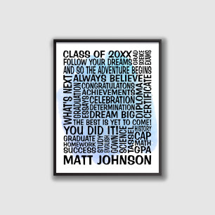 Blue Class of 20xx Abschluss Poster für Ihn