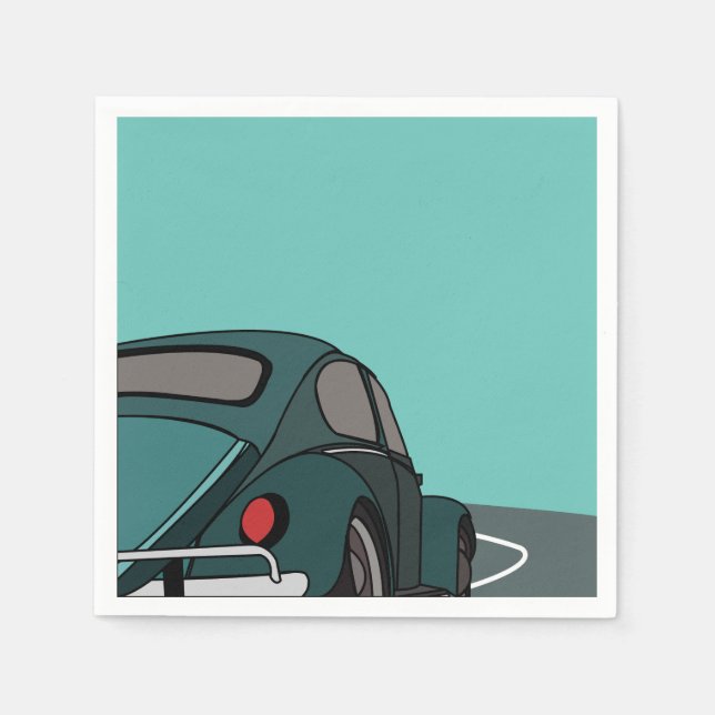 Blue Classic Car Birthday Serviette (Vorderseite)