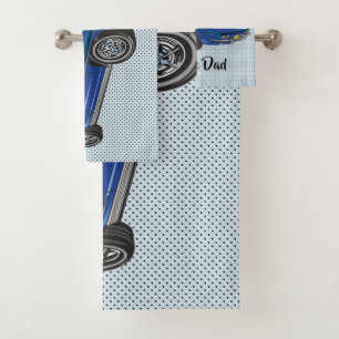 Blue Classic Corvette Design Badetuch Set
