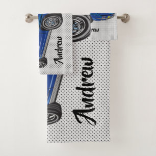 Blue Classic Corvette Design Badetuch Set