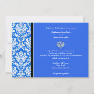 Blue Classic Damask Einladung