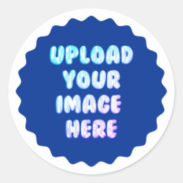 Blue Classic Round Sticker with a Business Logo