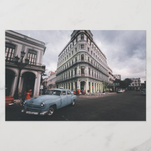 Blue Classic Vintage Car Cityscape Briefpapier