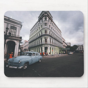 Blue Classic Vintage Car Cityscape Mousepad