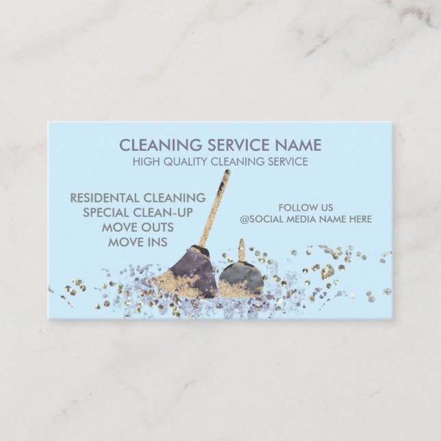 Blue Classy Dirty Janitorial Reinigungsservice Visitenkarte (Vorderseite)