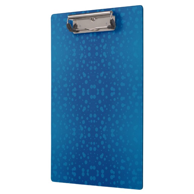 Blue clipboard with a metallic clip klemmbrett (Links)