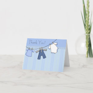 Blue Clothesline Baby Merci Cartes