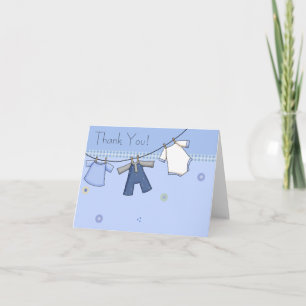 Blue Clothesline Baby Thank You Cards Dankeskarte