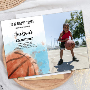 Blue Cloud Basketball Anniversaire Invitations pho