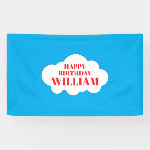 Blue Cloud Birthday Party Background/ 3' x 5' Banner