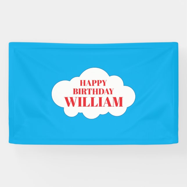 Blue Cloud Birthday Party Background/ 3' x 5' Banner (Horizontal)