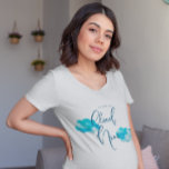 Blue Cloud Nine Baby Dusche T-Shirt<br><div class="desc">Boho und traumhafte Babydusche T - Shirt Design mit Aquarellbildern von türkisblauen Wolken. Im Text steht: "Wir sind auf Wolke neun."</div>