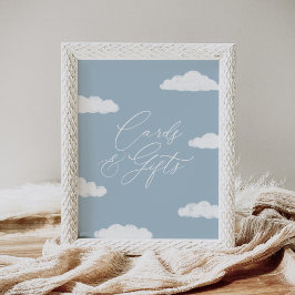 Blue Cloud Nine Baby Duschkarten und Geschenkschil Poster