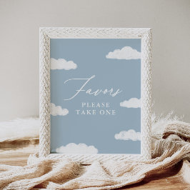 Blue Cloud Nine Baby Shower Favorit Schild