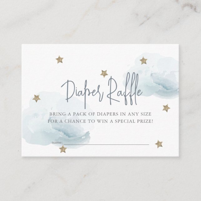 Blue Cloud & Star Baby Duschkabine - Raffle Ticket Begleitkarte (Vorderseite)