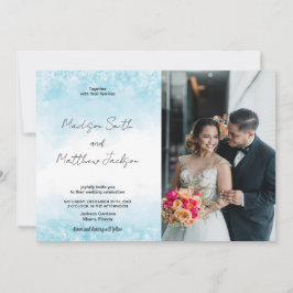 Blue Cloud Wedding Invitations avec photo