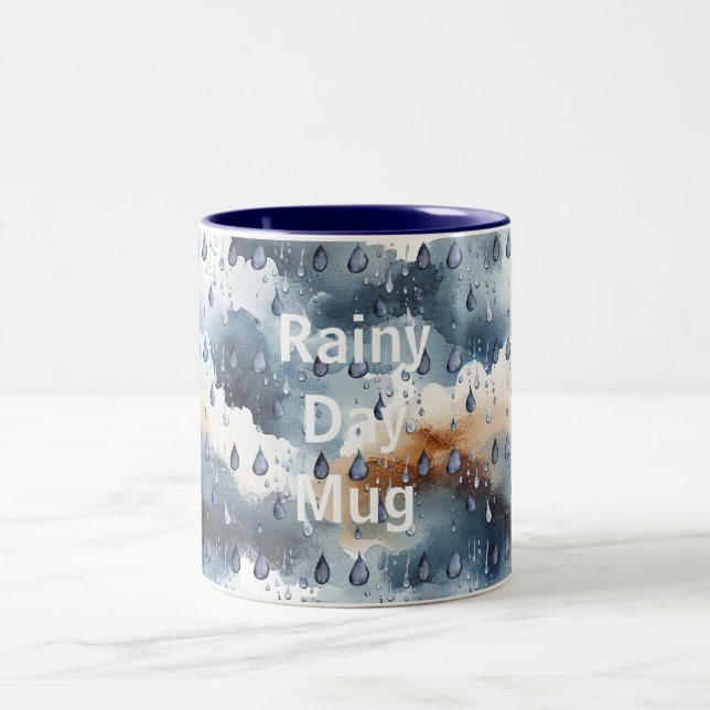 Blue Clouds Rainy Day  Zweifarbige Tasse (Mittel)