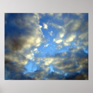 Blue Cloudy Sky Motivierend Poster Print
