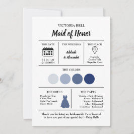 Blue Coastal Bridesmaid Information Card Einladung