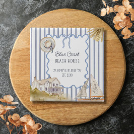 Blue Coastal Chic Blue Stripes Button