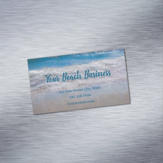 Blue Coastal Ocean Waves Tropical Art Magnetische Visitenkarte (Beispiel)