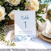 Blue Coastal Toile Wedding Tischnummer
