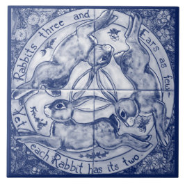 Blue Cobalt Rabbit Hare Trio Four Seasons Fliese