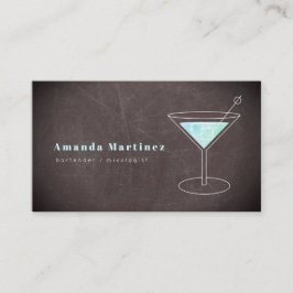 Blue Cocktail Barkeeper Mixologist Chalkboard Visitenkarte