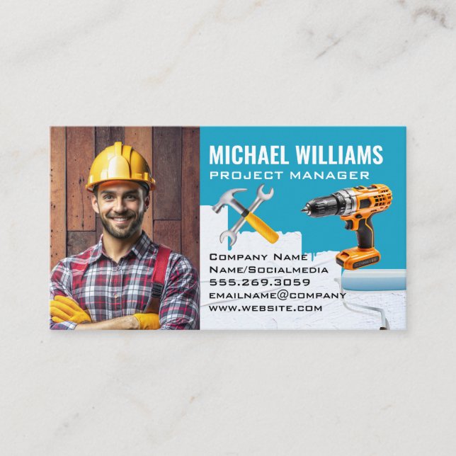 Blue Collar Handyman | Renovierung von Zuhause Visitenkarte (Vorderseite)