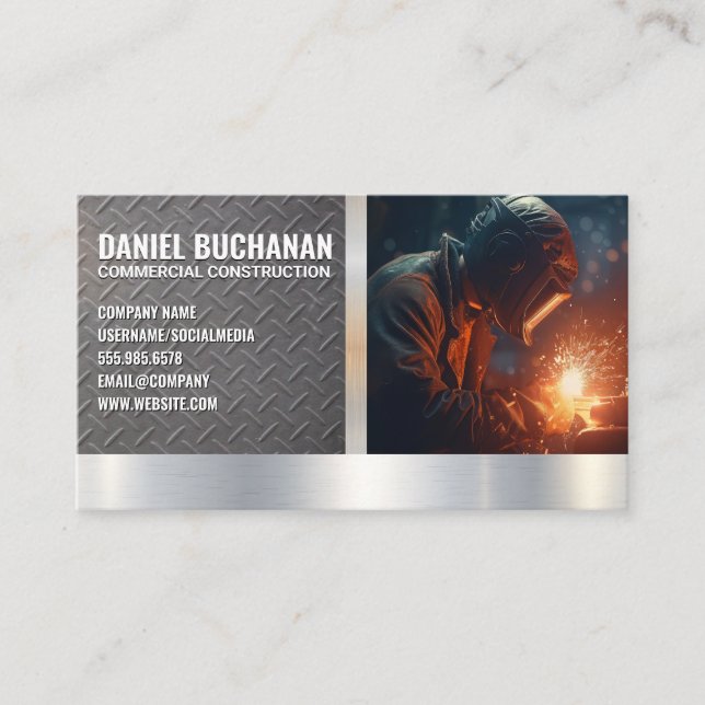 Blue Collar Welder Worker | Stahlsparks Visitenkarte (Vorderseite)