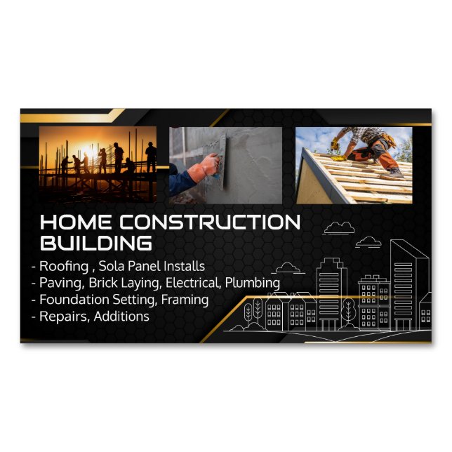 Blue Collar Workers | General Contractor Magnetische Visitenkarte (Vorderseite)