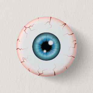 Blue Color Eyeball Halloween Bloodshot Eyeball Button