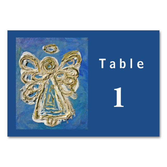 Blue Color Series Engel Custom Table Cards Tischnummer (Vorderseite)