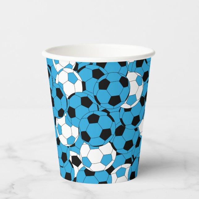 Blue Colored Soccer Balls Pappbecher (Vorderseite)