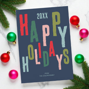 Blue Colorful Festive Happy Holidays Weihnachten