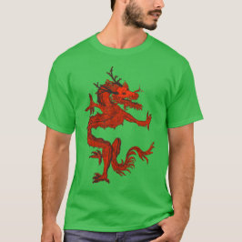 Blue Colorful Traditional Chinese Dragon in Moon T-Shirt