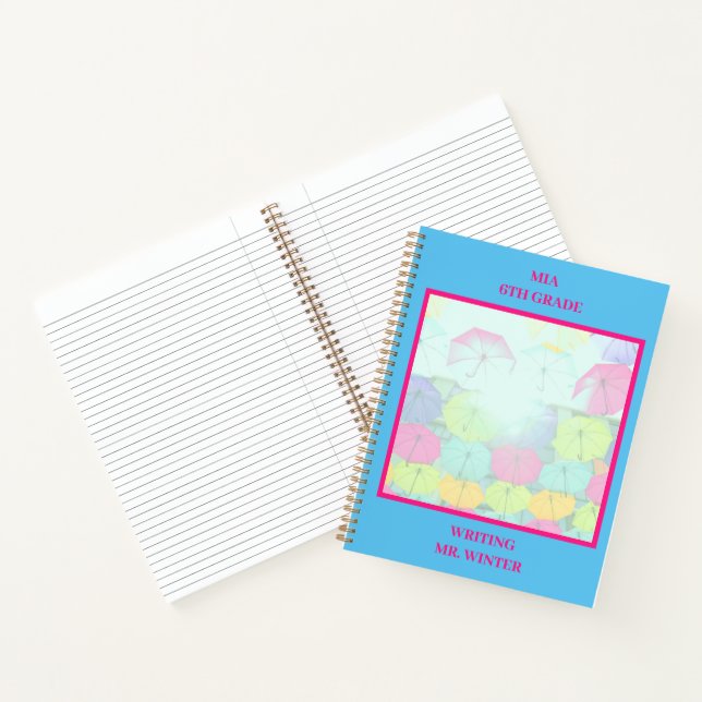 Blue Colorful Umbrellas Student Notizbuch (Innenseite)