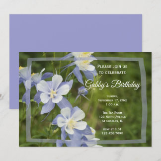Blue Columbine Blume Geburtstagsparty Einladung