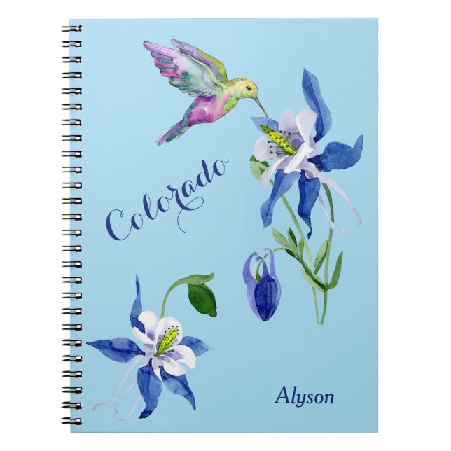 Blue Columbine Garden Hummingbird Notizblock (Vorderseite)