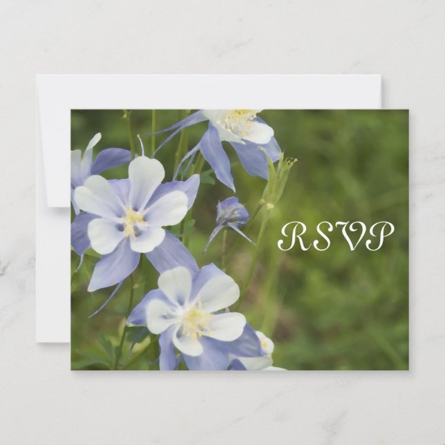 Blue Columbine Wedding RSVP Response Card (Vorderseite)