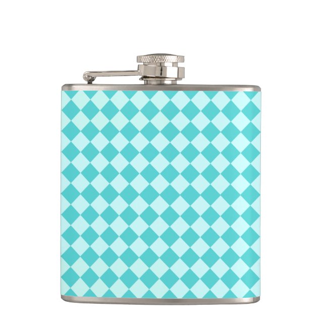 Blue Combination Diamond Pattern von Shirley Taylo Flachmann (Vorderseite)