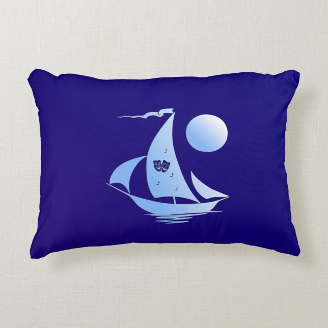 Blue Comedy und Tragedy Theater Sailboat Dekokissen (Vorderseite)