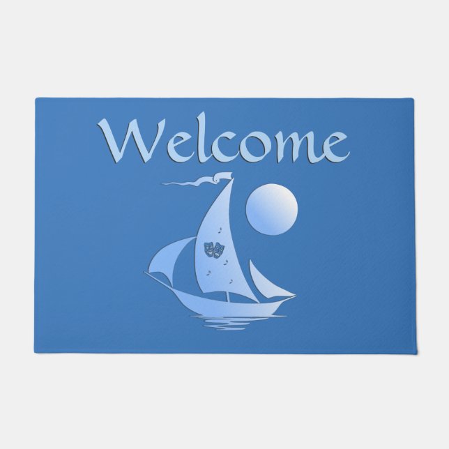 Blue Comedy und Tragedy Theater Sailboat Fußmatte (Vorderseite)