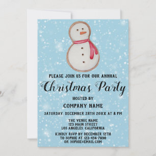 Blue Company Holiday Weihnachts-Party Snowman Einladung