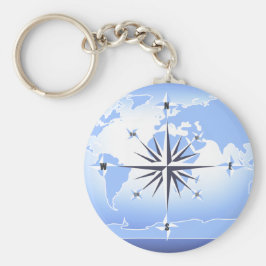 Blue Compass Rose World Map Schlüsselanhänger 2