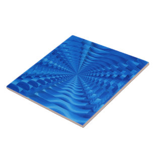 Blue Concentric Squares Tile Fliese