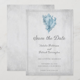Blue Conch Muschel Save the Date einladen Einladung