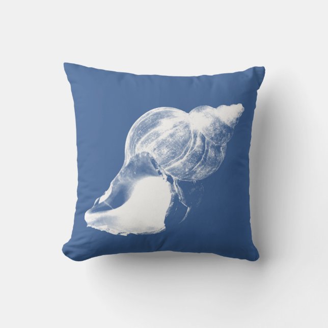 Blue Conch Muschel Square Pillow Kissen (Vorderseite)